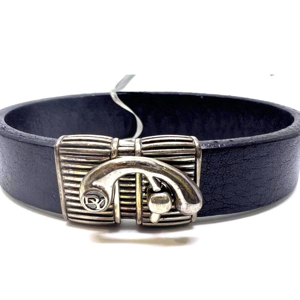 David Yurman Sterling Silver Camel Brown Leather Bracelet